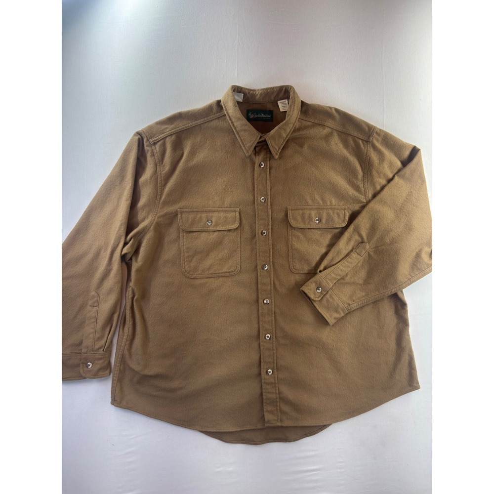 Gander Mountain Mens 3XL Brown Cotton Flannel Button Down Shirt 638-0066